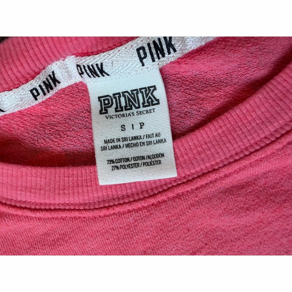 Victoria's Secret PINK Striped Cotton Blend Varsity Long Sleeved Pullover Sz S - Picture 4 of 5